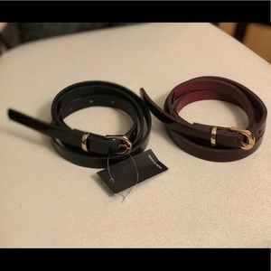 Skinny belt - 2 pieces (maroon and black)